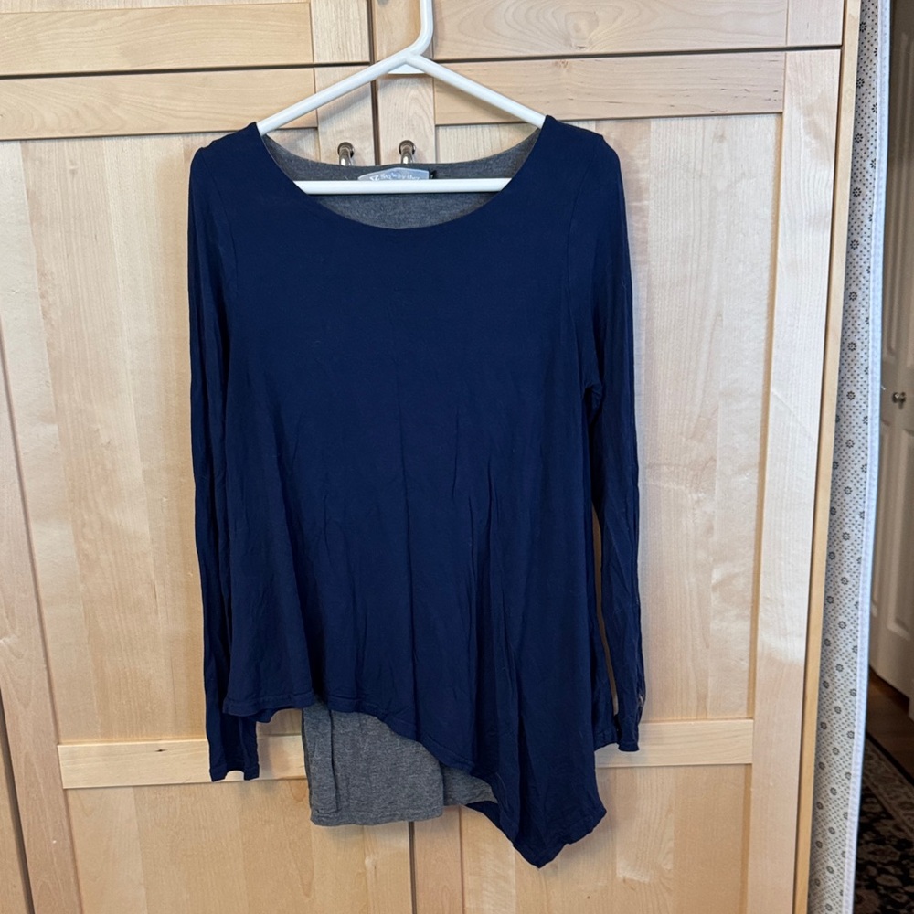 Elegant Navy Blue Asymmetrical Women's Top